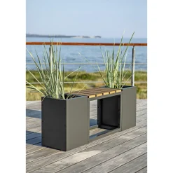 Online Garden Life MED 2 PLANTEKASSER HAVEBÆNK SORT 120 CM