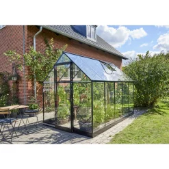 Clearance Halls QUBE 610 DRIVHUS 3 MM HÆRDET GLAS HELE BANER SORT 6,4 M2