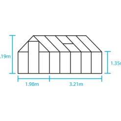 Clearance Halls QUBE 610 DRIVHUS 3 MM HÆRDET GLAS HELE BANER SORT 6,4 M2
