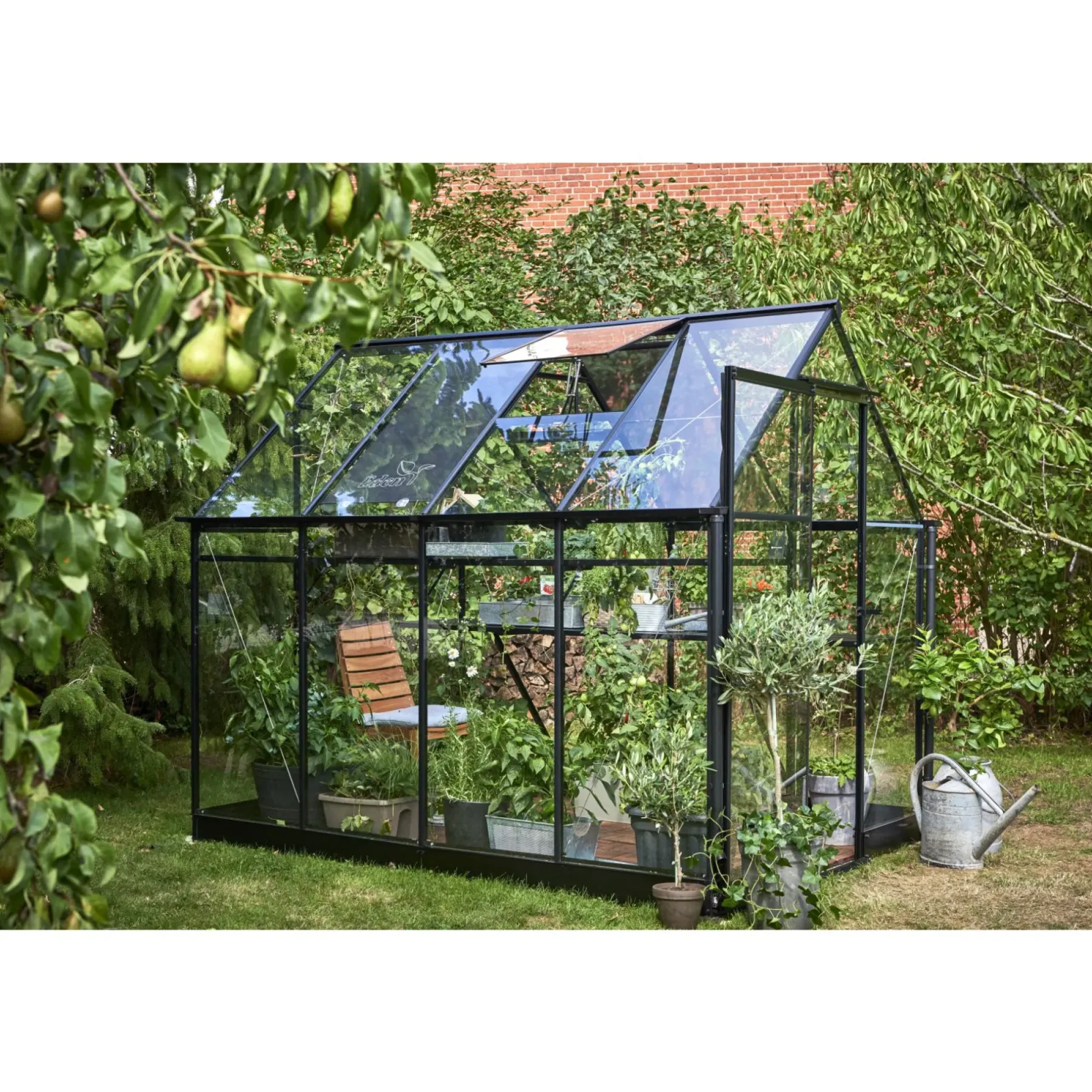 Clearance Halls QUBE 68 DRIVHUS 3 MM HÆRDET GLAS HELE BANER SORT 5 M²