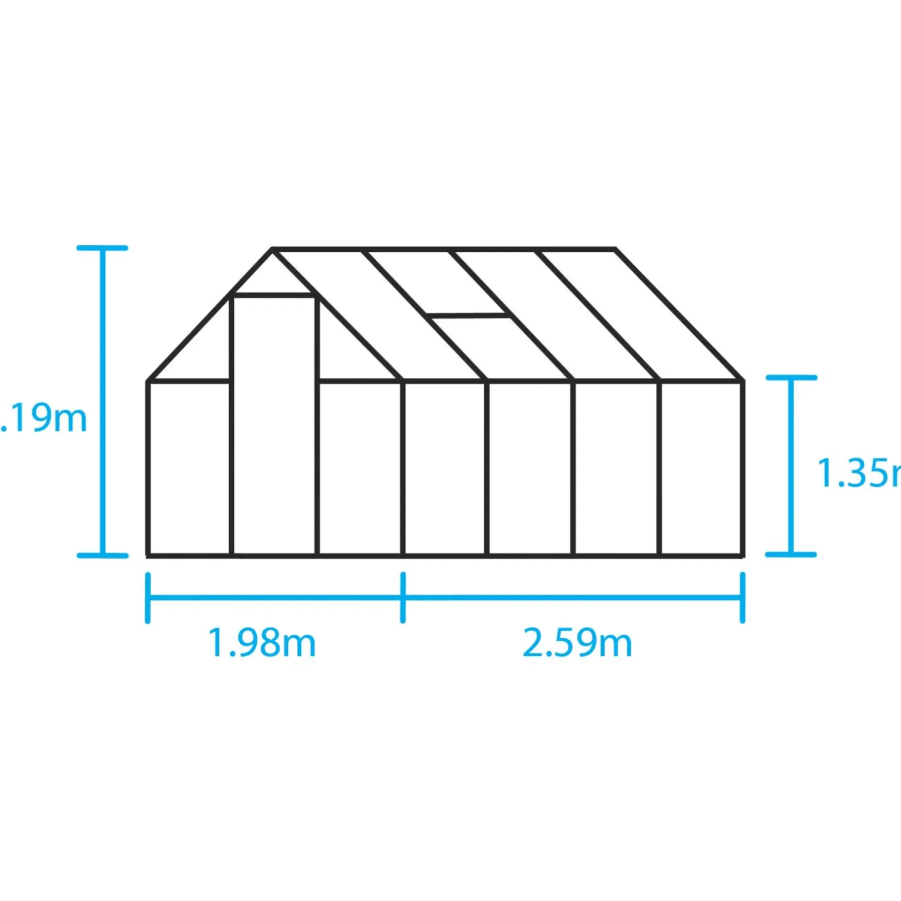 Clearance Halls QUBE 68 DRIVHUS 3 MM HÆRDET GLAS HELE BANER SORT 5 M²