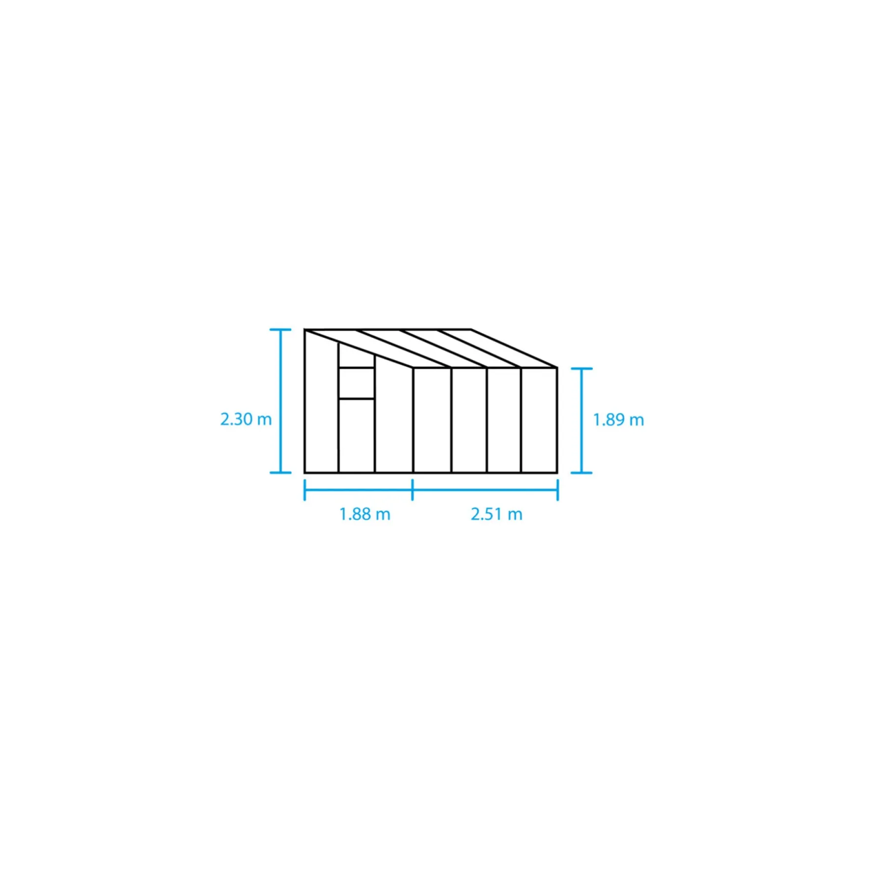 Sale Halls QUBE LEAN-TO 68 VÆGDRIVHUS 3 MM HÆRDET GLAS SORT 4,7 M2