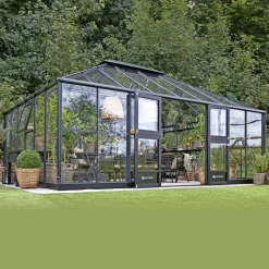 Clearance Juliana GRAND OASE DRIVHUS 3 MM HÆRDET GLAS HELE BANER ANTRACIT 25,6 M2