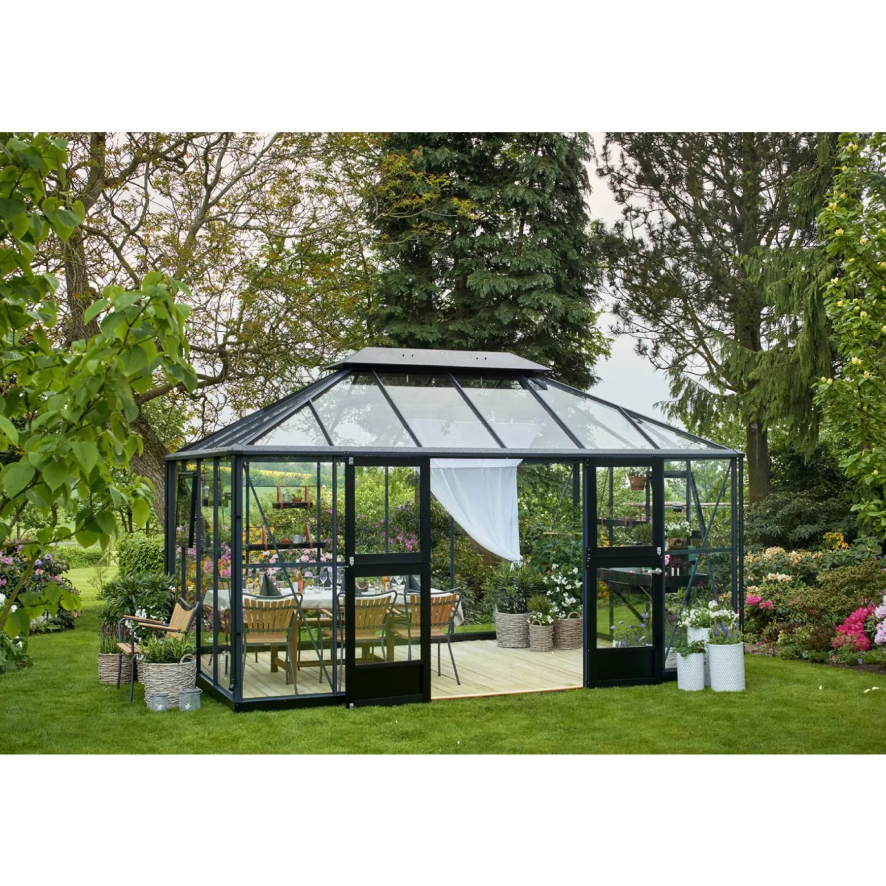 Discount Juliana GRAND OASE ORANGERI 3 MM HÆRDET GLAS HELE BANER ANTRACIT 13 M²