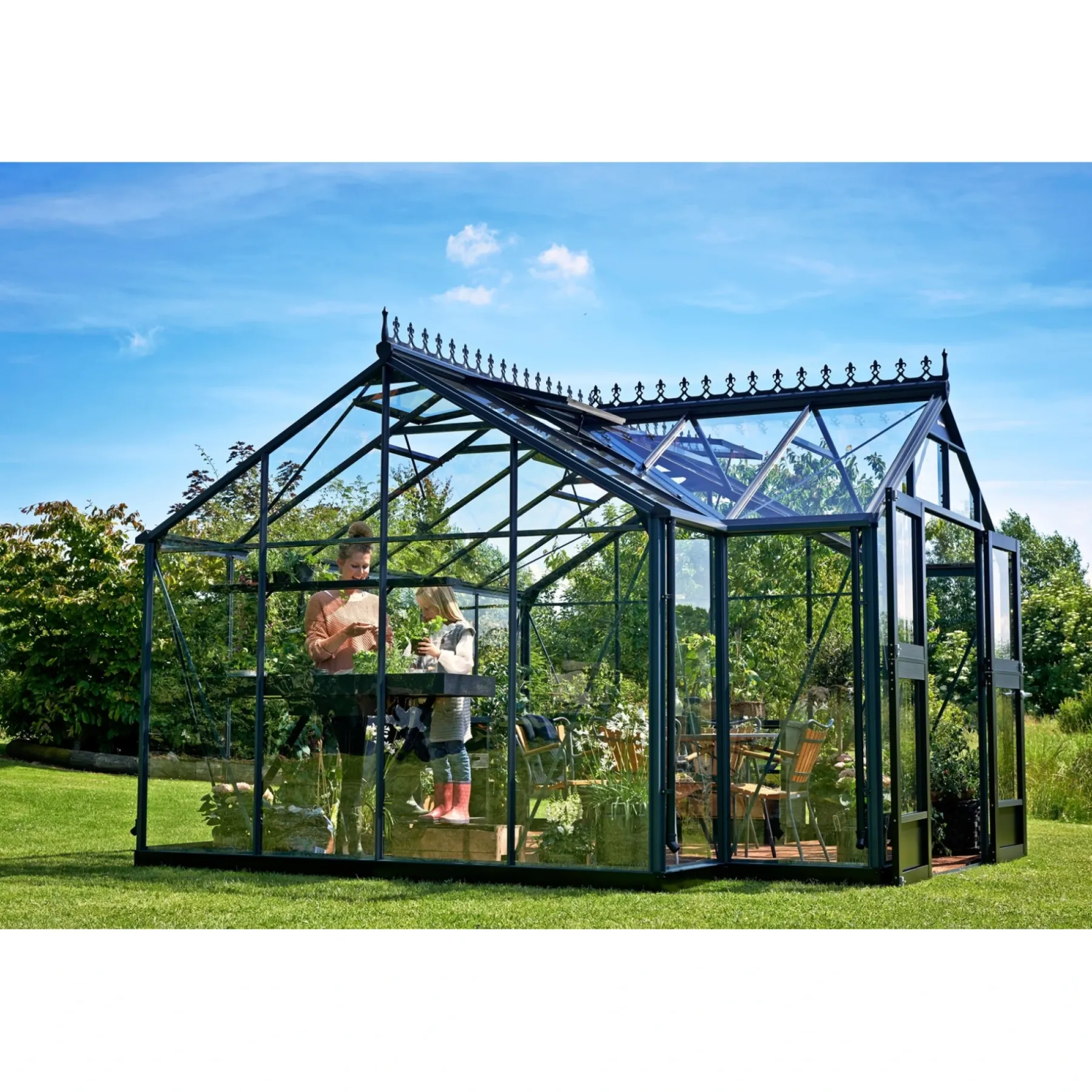 New Juliana ORANGERI DRIVHUS 3 MM HÆRDET GLAS HELE BANER ANTRACIT 15,1 M2