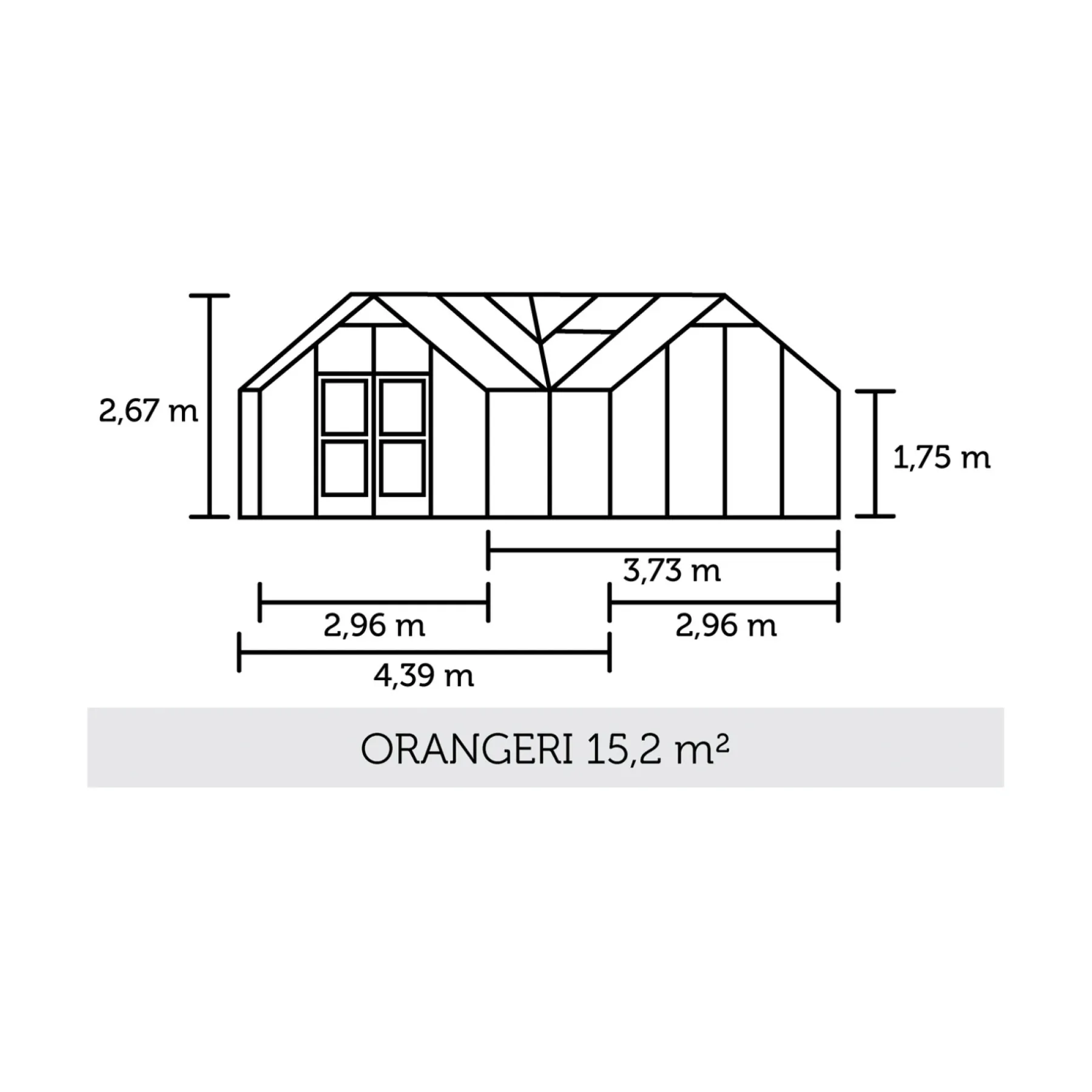 New Juliana ORANGERI DRIVHUS 3 MM HÆRDET GLAS HELE BANER ANTRACIT 15,1 M2