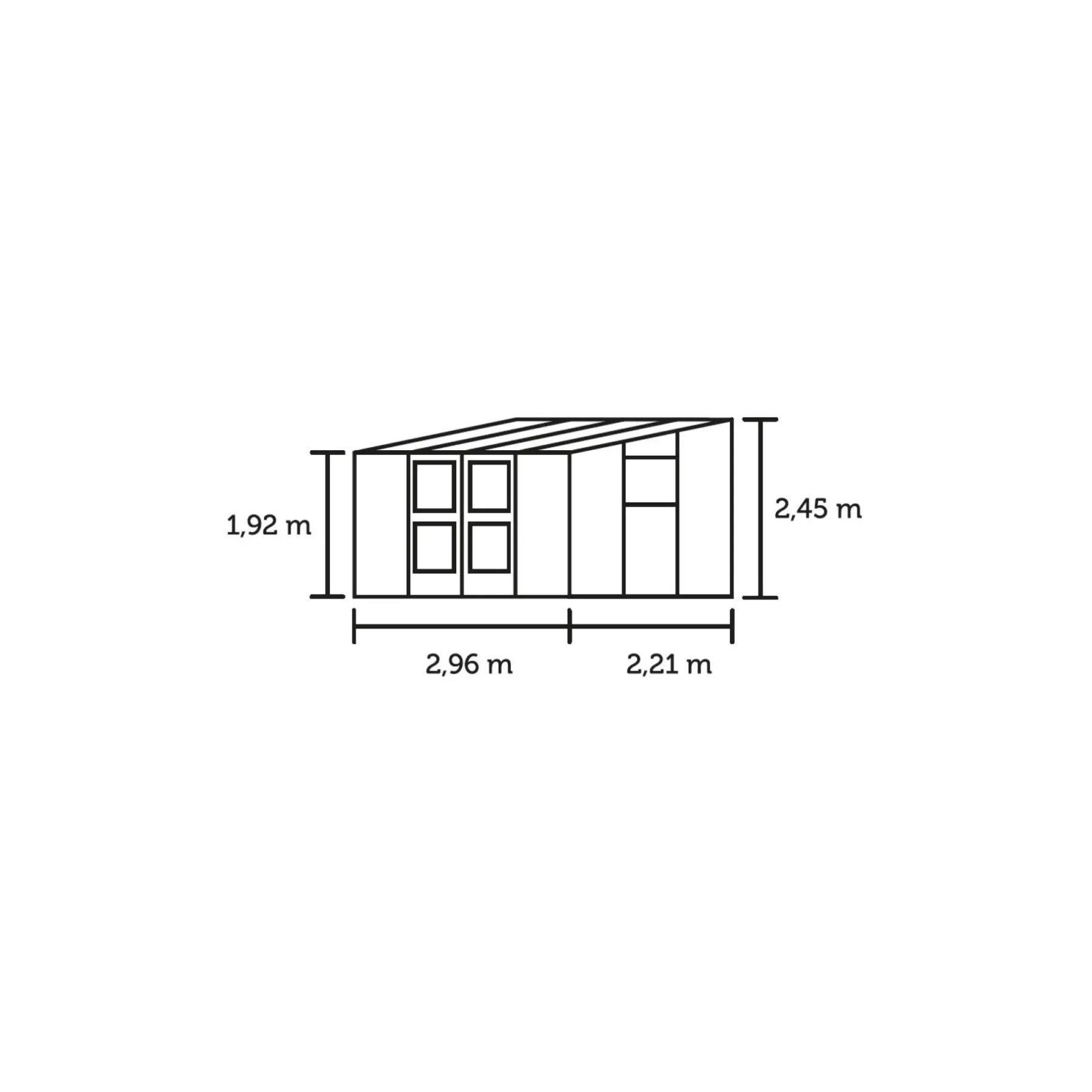 Hot Juliana VERANDA VÆGDRIVHUS 3MM HÆRD GLAS HELE BANER,10MM POLYTAG ANTRACIT 6,6 M2