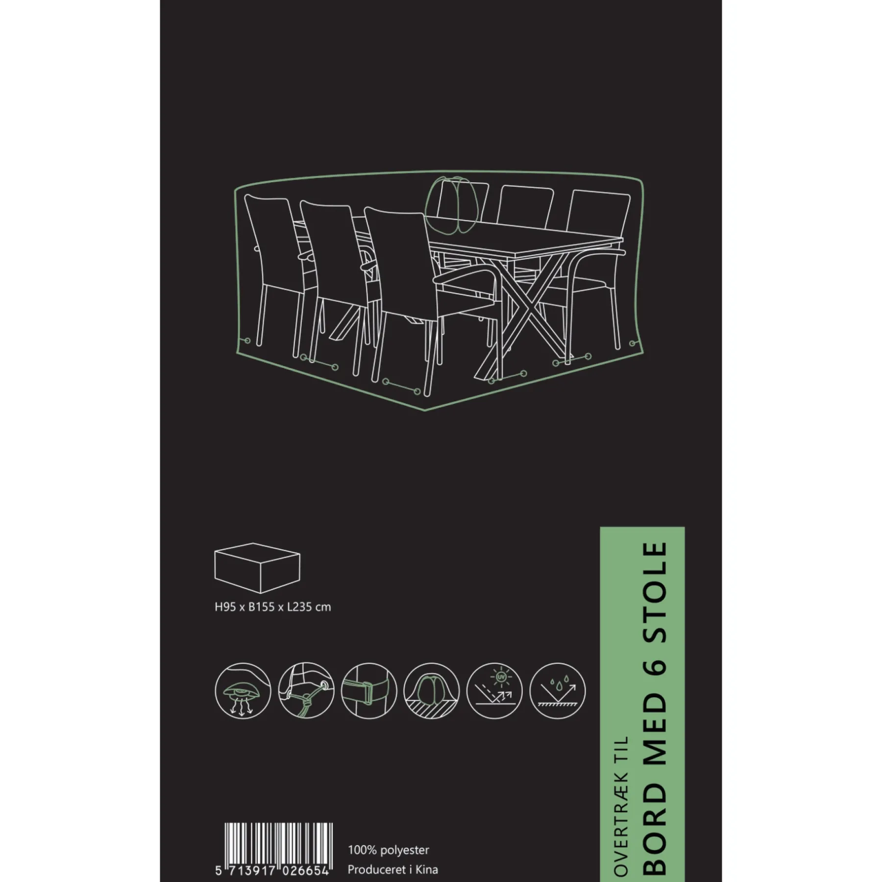 Clearance Outrium BORD+6 STOLE OVERTRÆK SORT
