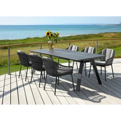 Discount Outrium CARROS/PALMA BORD + 6 STOLE HAVEMØBELSÆT SORT/GRÅ