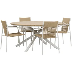 Sale Outrium CATANIA BORD + 4 STOLE HAVEMØBELSÆT NATUR/GRÅBEIGE