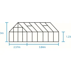 Outrium DRIVHUS INKL. SOKKEL 3 MM HÆRDET GLAS HELE BANER SORT 9,9 M2