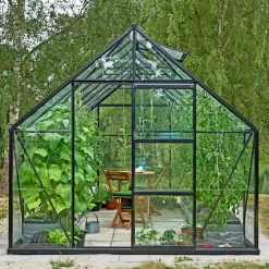 Sale Outrium DRIVHUS INKL. SOKKEL 3 MM DELT GLAS SORT 9,9 M2