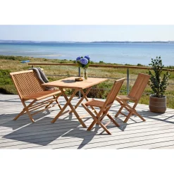Discount Outrium JAVA/SYROS BORD + 2 STOLE + BÆNK HAVEMØBELSÆT TEAK