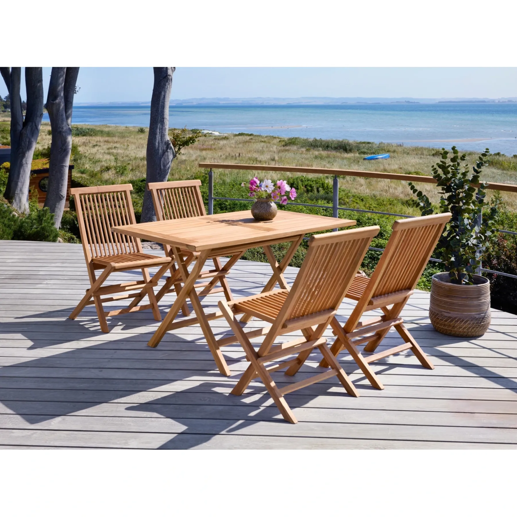 Online Outrium JAVA/SYROS BORD + 4 STOLE HAVEMØBELSÆT TEAK