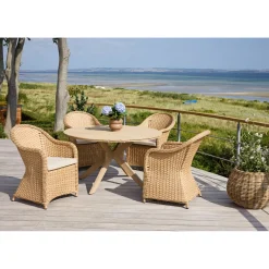 Outlet Outrium JEPARA/SYMI BORD + 4 STOLE HAVEMØBELSÆT NATUR