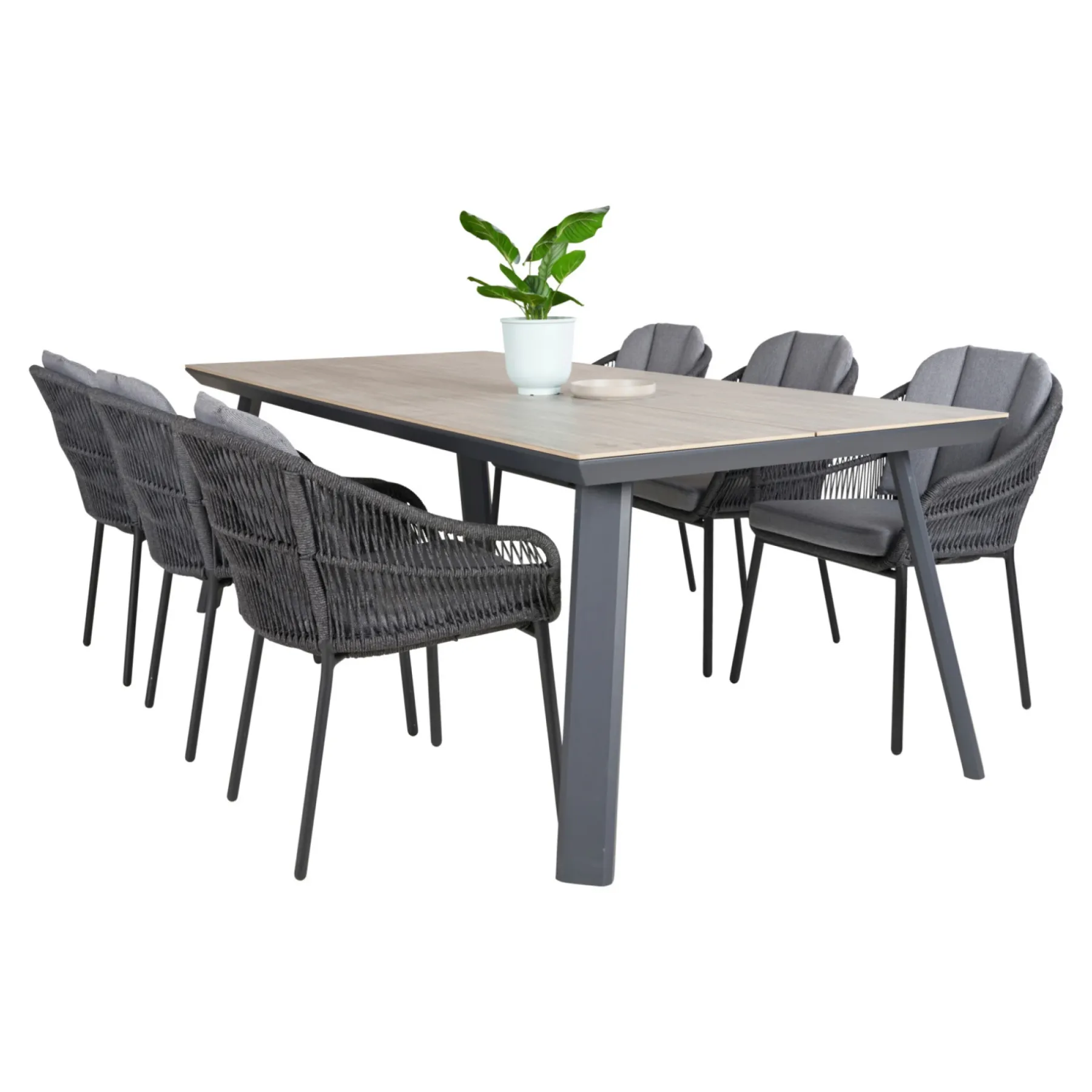 Sale Outrium LEROS/PALMA BORD + 6 STOLE HAVEMØBELSÆT GRÅ
