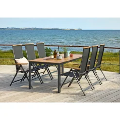 Hot Outrium PISA/FARO MED 6 STOLE HAVEMØBELSÆT NATUR/SORT