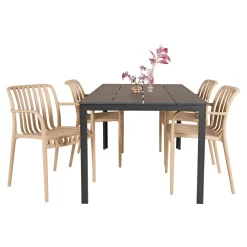 Sale Outrium PISA/MURCIA BORD + 4 STOLE HAVESÆT SORT/SANDGRÅ