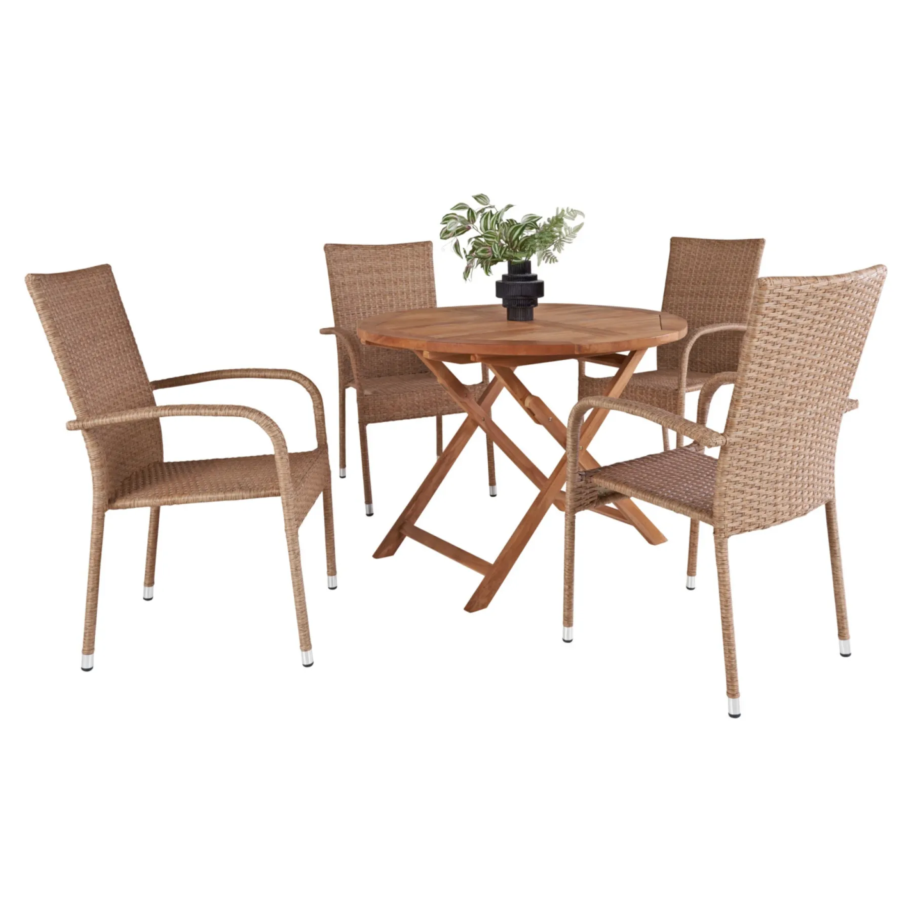 New Outrium SYROS/NAPOLI MED 4 STOLE HAVEMØBELSÆT TEAK/NATUR