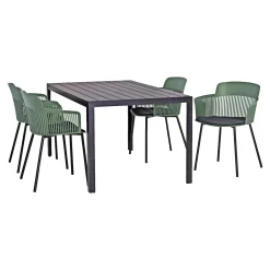 Outlet Outrium TOSCANA/LAGOS MED 4 STOLE HAVEMØBELSÆT SORT/GRØN