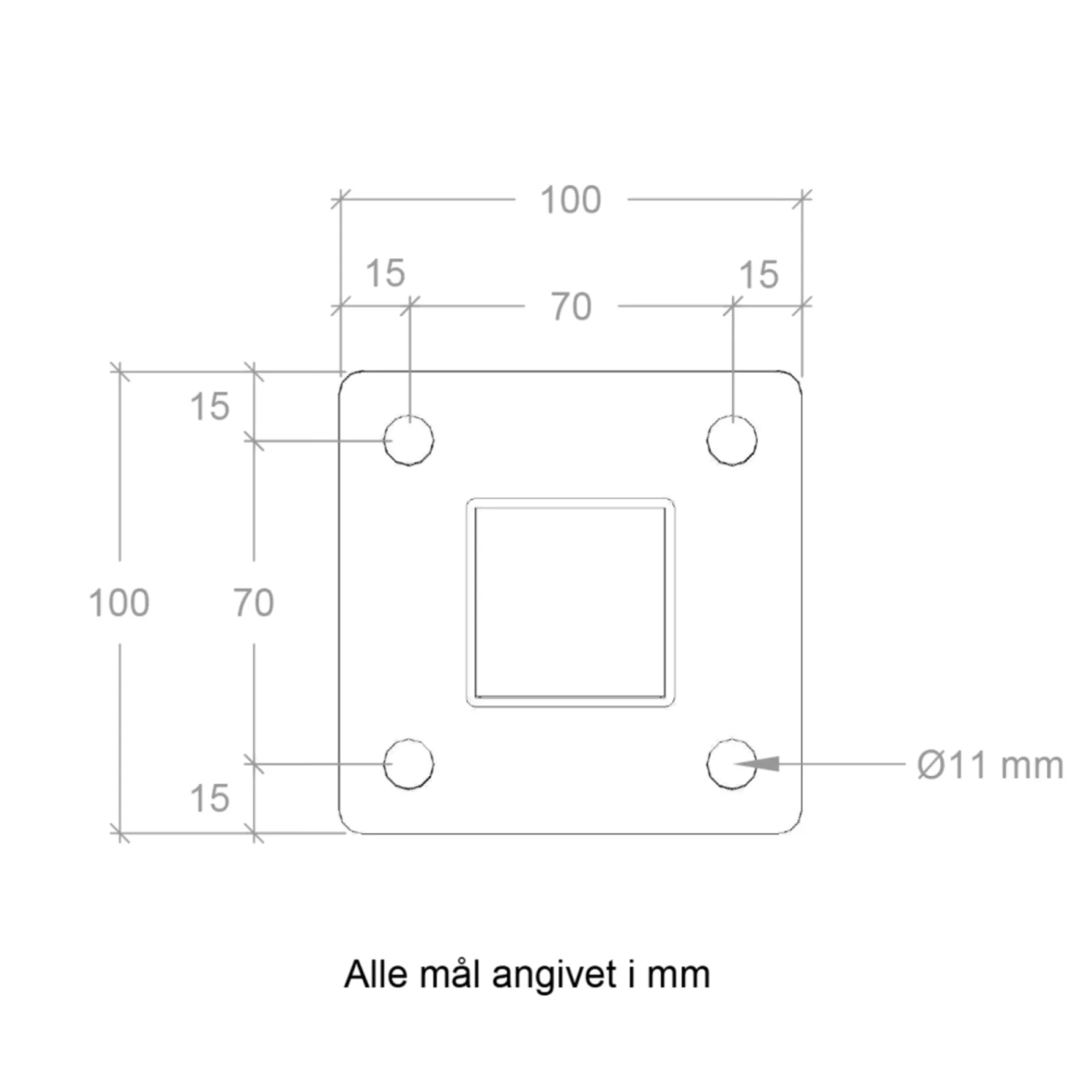 Plus STOLPE VARMGALVANISERET OG PULVERLAKERET SORT 4.50 X 4.50 X 103.30 CM