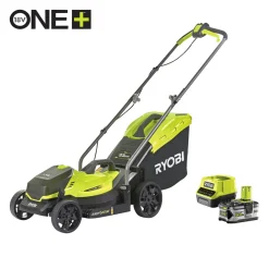Discount Ryobi RLM18X33B50 PLÆNEKLIPPER AKKU 18V MED BATTERI OG LADER